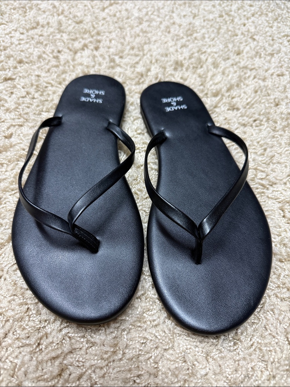 Shade & Shore Black Slim-Strap Flip Flop Sandals size 7